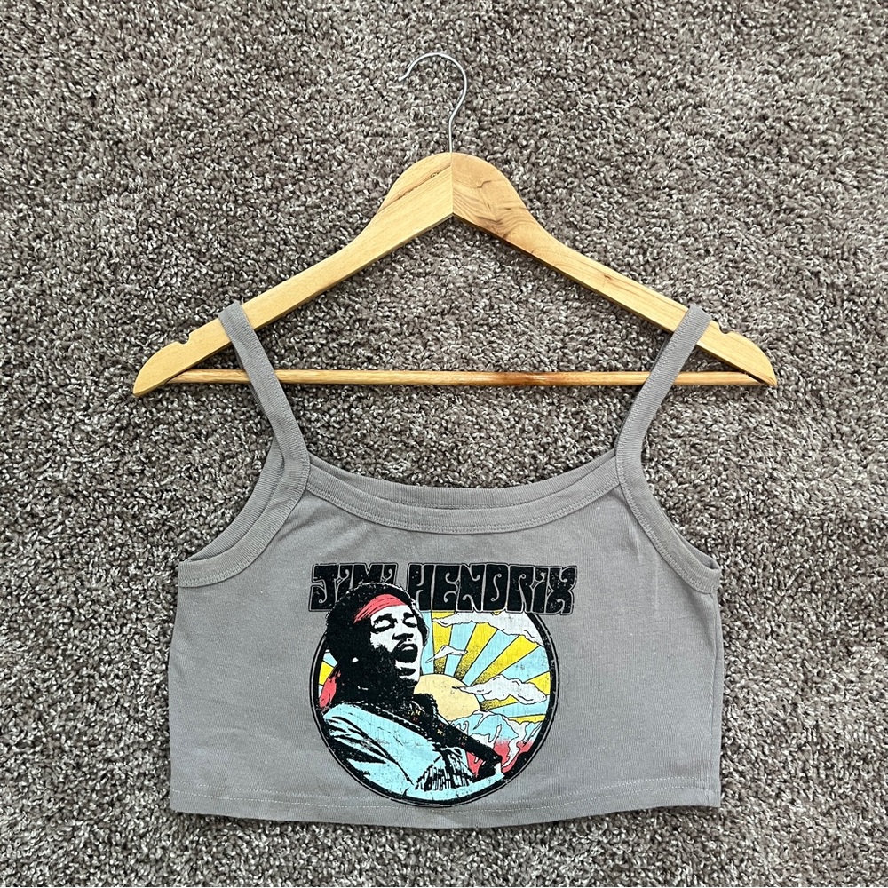 Gray Jimi Hendrix Graphic Crop Top